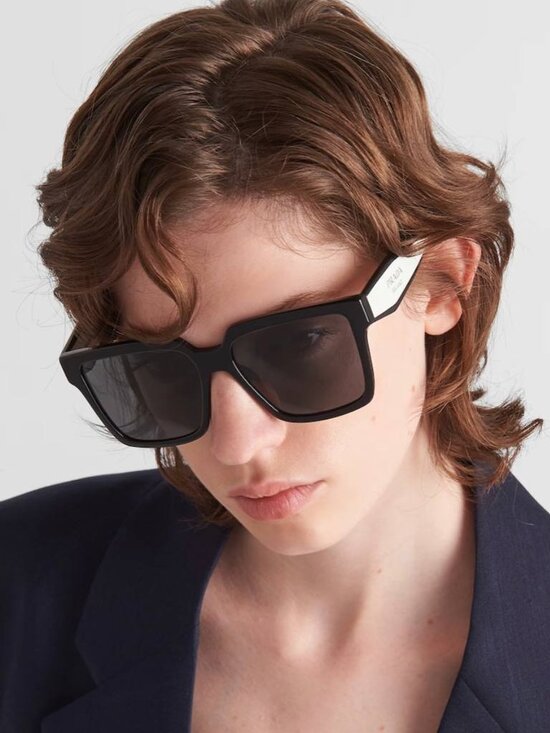 Prada Women Sunglasses Black Grey Square Oversized PR24ZS 1AB5S0 NEW AUTHENTIC main image 4